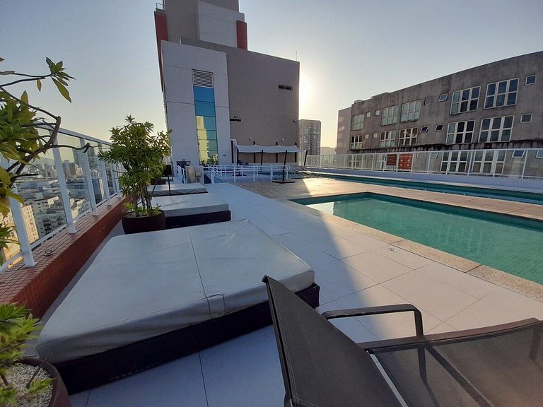 Lazer completo com piscina e sauna no Gonzaga