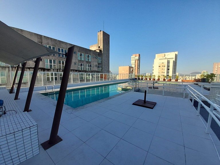 Lazer completo com piscina e sauna no Gonzaga
