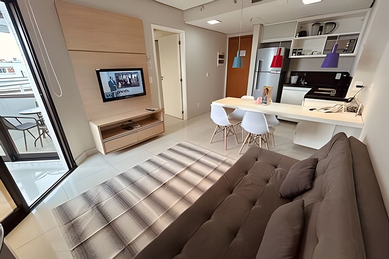 SHB - Flat no melhor de Santos. Pé na areia!