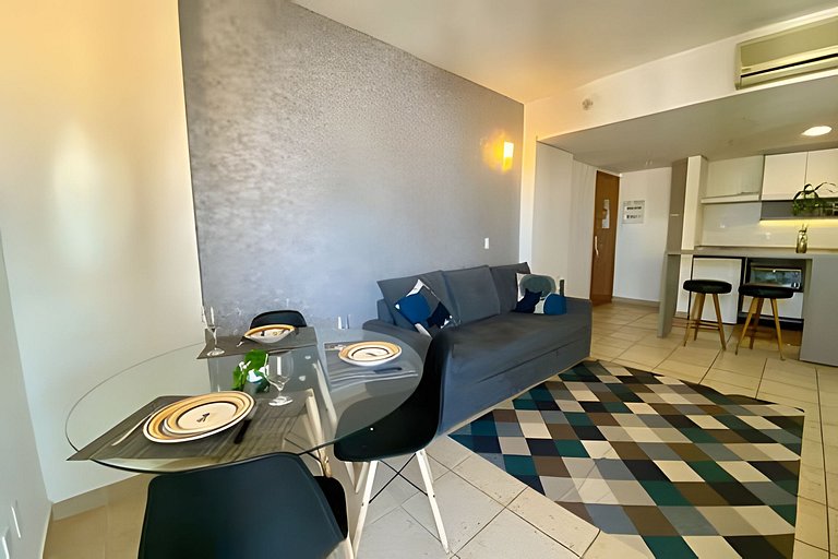 Flat à beira-mar no melhor de Santos para família!
