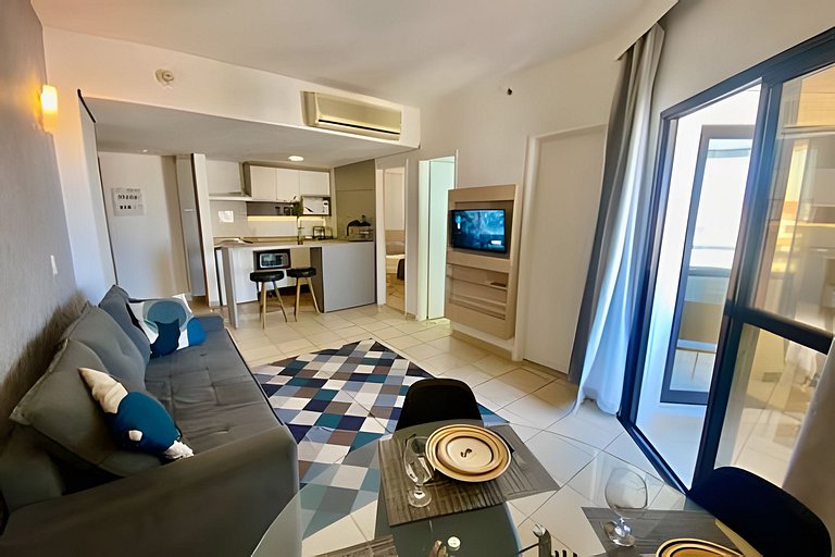 Flat à beira-mar no melhor de Santos para família!