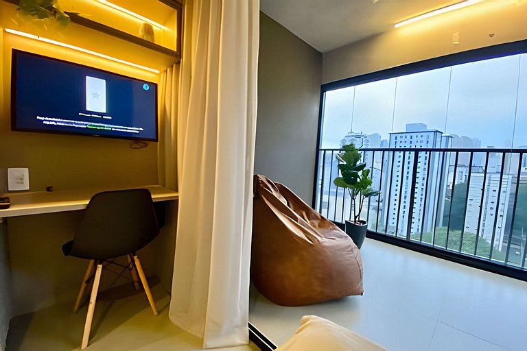 Studio moderno com sacada prox. Paulista