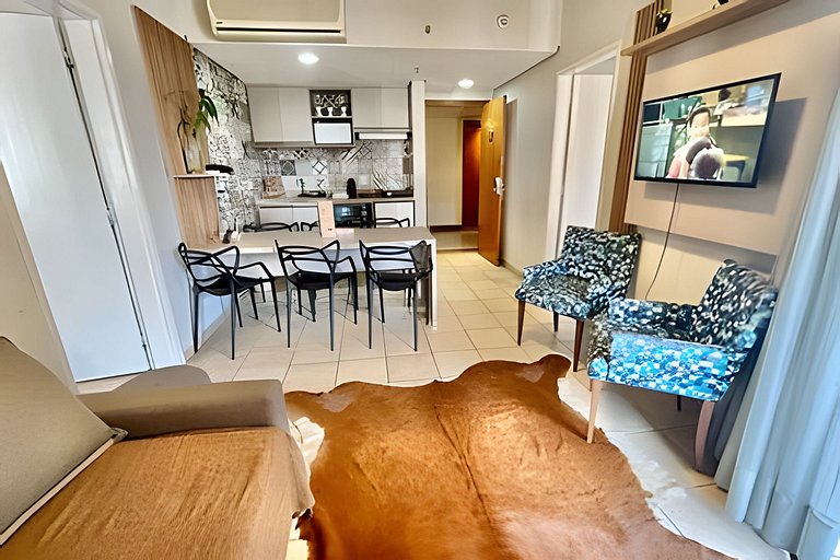 Pé na Areia: Flat à Beira-Mar para a Família