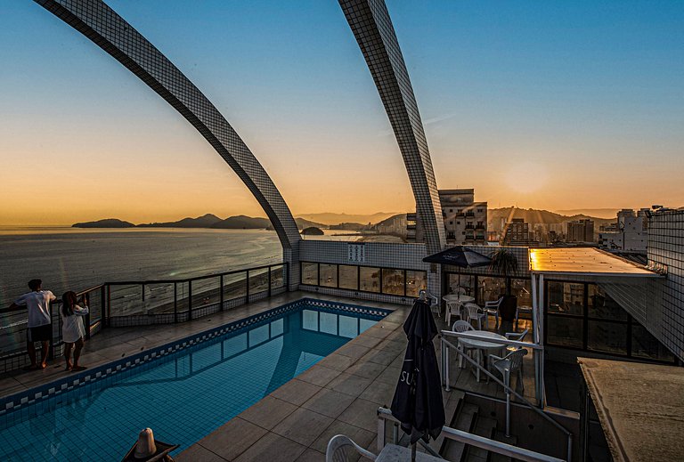 Santos Living • Piscina, Academia e Vista Mar