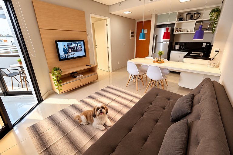 SHB - Flat no melhor de Santos. Pé na areia!